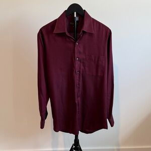 Men's Dress Shirt - Burgundy Long Sleeve